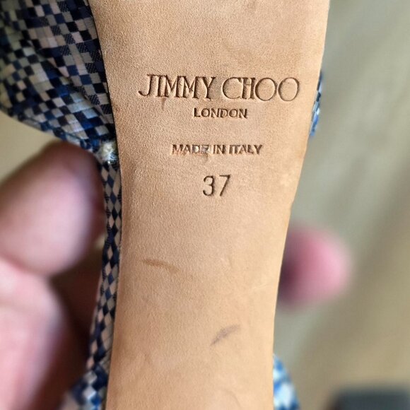 MANOLO BLAHNIK Demin Print Peek-a-Boo Pumps Shoes Eur. 37 - Picture 12 of 12